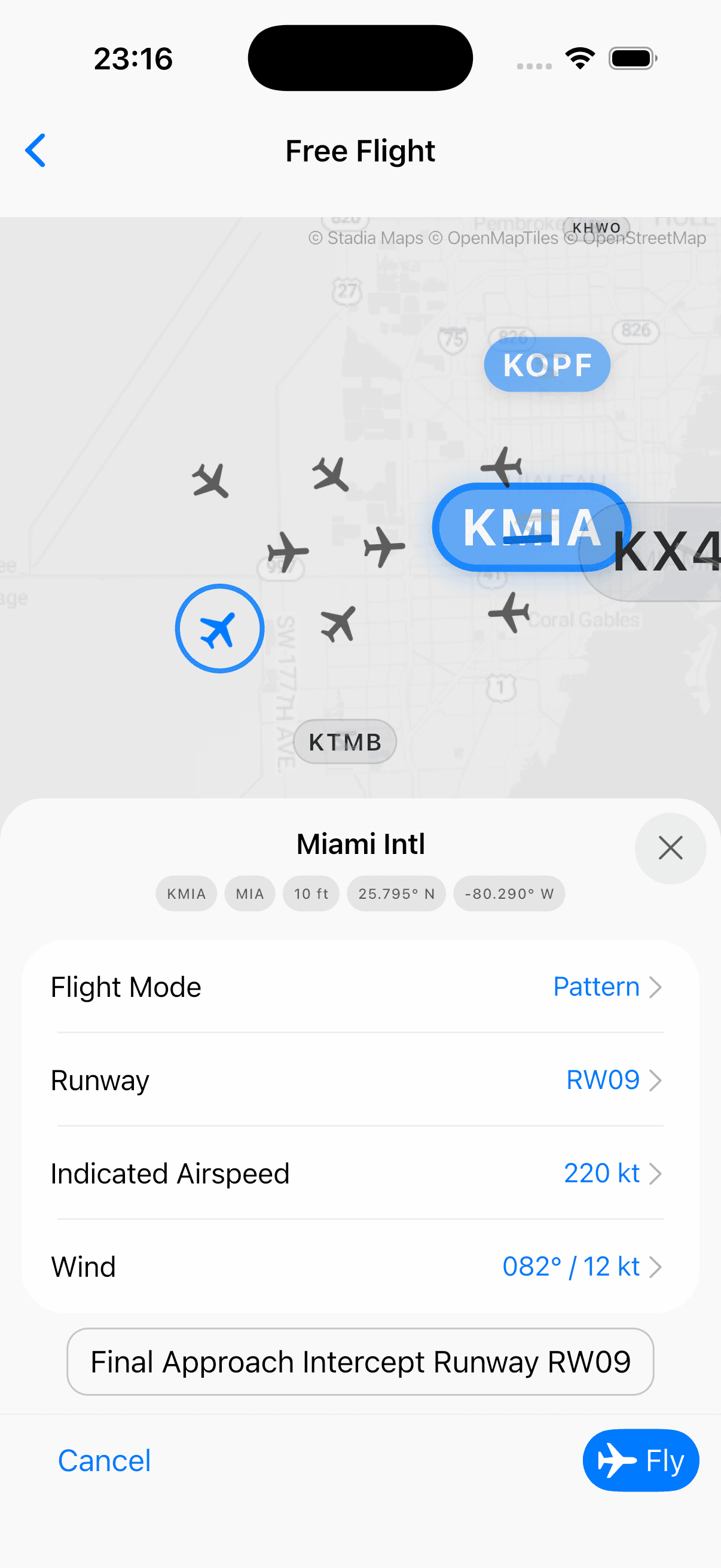 Flying an ILS approach with glideslope and localizer